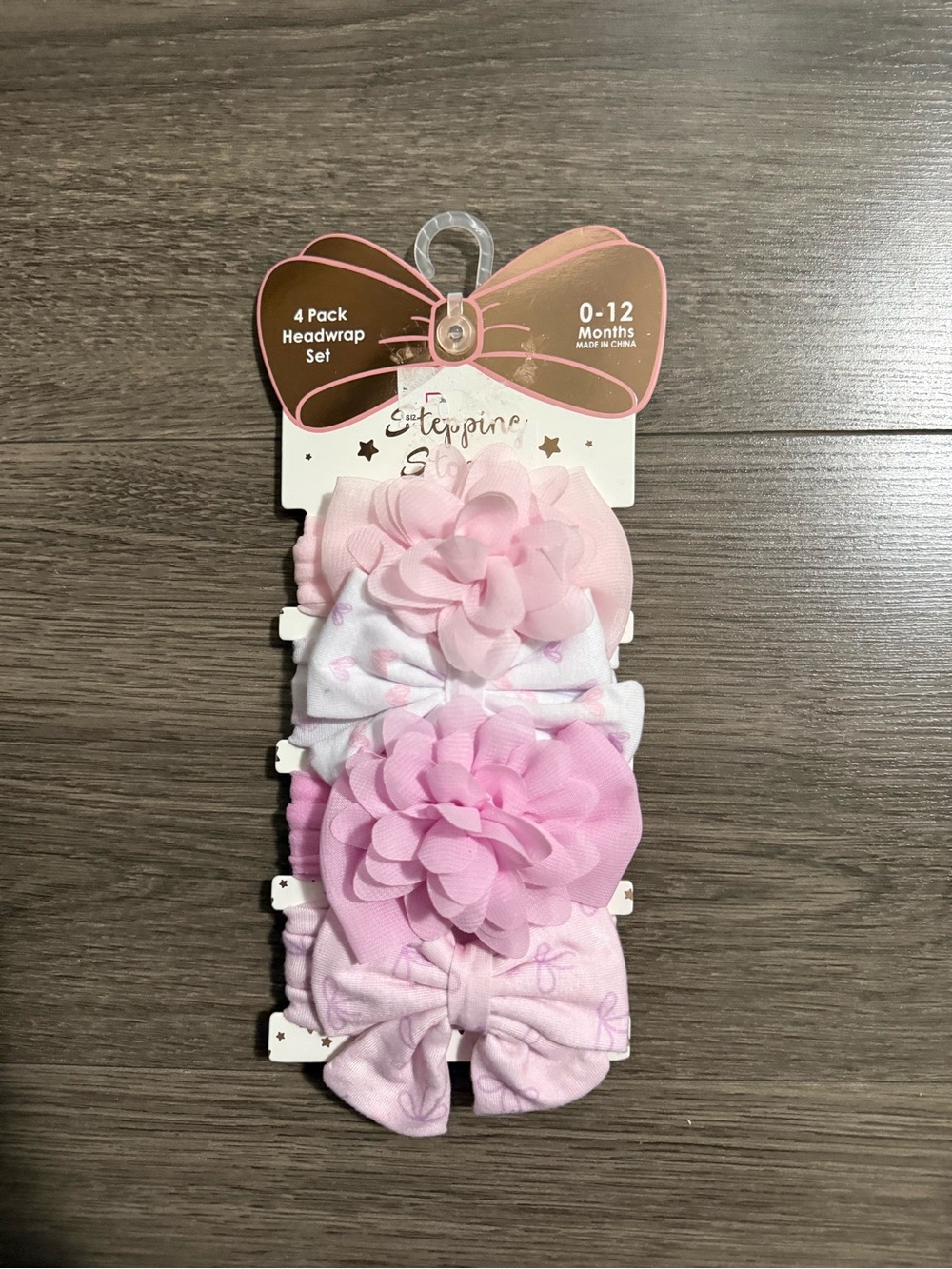 Stepping Stones Baby Pink Floral Headwrap Set - 4 Pack (0-12 Months)